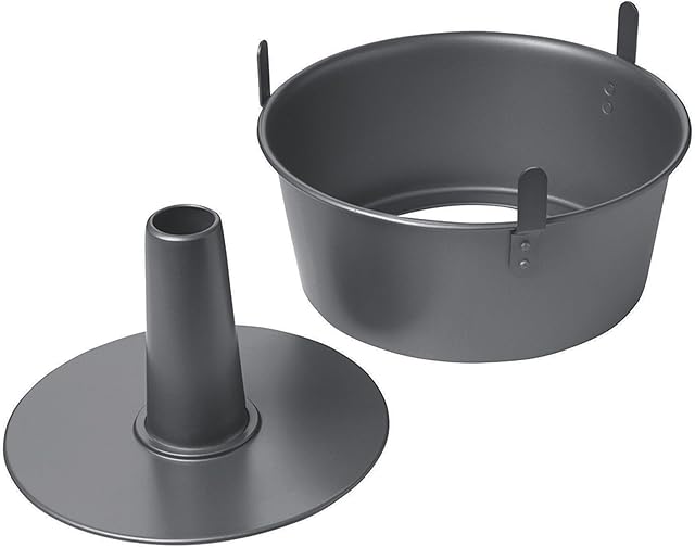 Chicago Metallic Angel Food Cake Pan with Cooling Feet, 2-Piece Nonstick Tube Pan, 9.5 Inch Carbon Steel, Perfect for Pound and Sponge Cakes