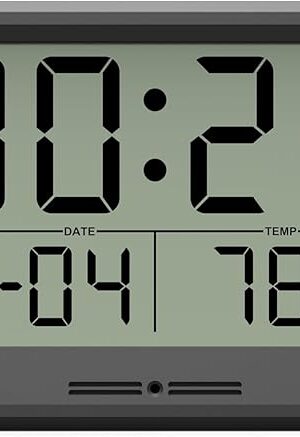Digital Wall Clock Battery Operated, 8 Inch Small Wall Clock with Large Display, Temperature and Date | Simple Desk Clock | Silent Wall Mount Digital Clock for Bedroom, Kitchen, Living Room, Office
