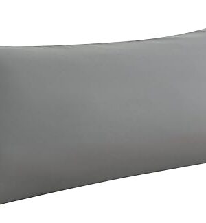 WhatsBedding Body Pillow Cover, Ultra Soft Microfiber Pillowcases, Breathable Long Pillow Case, Envelope Closure - Grey (20x54 inch)
