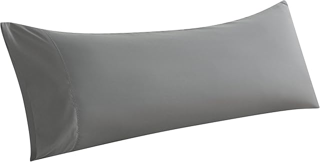 WhatsBedding Body Pillow Cover, Ultra Soft Microfiber Pillowcases, Breathable Long Pillow Case, Envelope Closure - Grey (20x54 inch)