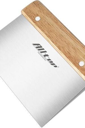 ALLTOP Dough Cutter – Premium Stainless Steel Food Scraper for Bread and Pastry – Bench Scraper with Ergonomic Wooden Handle – Multipurpose Kitchen Tool