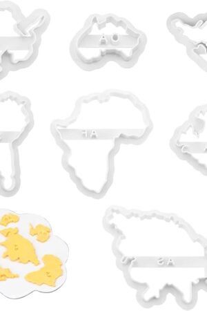 7 PACK World Map Shape Cookie Cutters, Cake Decorating Stencil, Seven Continents Shape Cookie Cutter Set, for Cake, Cookies, Cupcakes, Fondant, Pastry