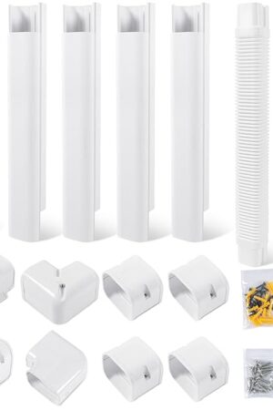 3" 10Ft PVC Decorative Line Set Cover Kit - Protection for Mini Split, Central Air Conditioner & Heat Pump(White)
