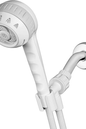 Waterpik Original Massage Shower Head Handheld Spray with 5-Foot Hose, Includes Massaging Sprays and 6 Modes, DIY Easy Installation, 1.8 GPM, White, SM-651E
