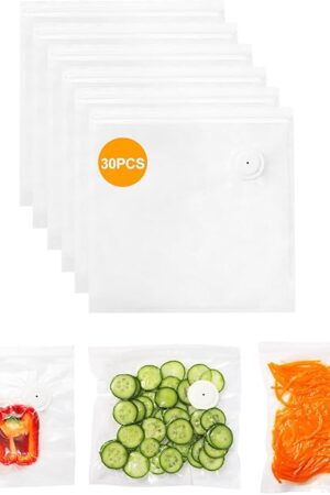 Vacuum Sealer Bags for Food,Vacuum Storage Seal Bag for Food Saver,30 Pcs BPA-Free Resealable Meal Bags with Air Valve,Ideal for Freshness Preservation,Sous-Vide (Bag 30PCS)