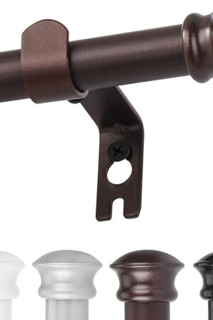 Bronze Curtain Rods for Windows 30 to 45 Inches with Brackets,Decorative 5/8 Inch Diameter Single Window Curtain Rod Set for Bedroom, Room Divider, Living Room, Kitchen, Bathroom
