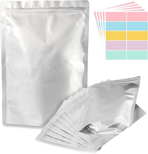 Mylar Bags Stand-Up Resealable Heat Sealable Zipper Pouches
