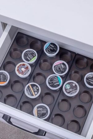 Coffee Pod Storage Organizer Premium Plastic 20 K CUP for Kitchen Drawer with Non-slip mat