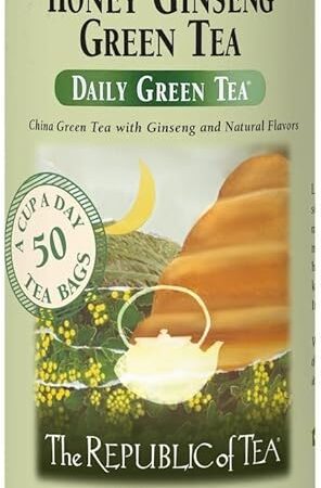 The Republic of Tea - Honey Ginseng Green Tea, 50 Tea Bags, Tin | Flavored Gourmet Tea | Caffeinated