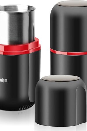 COOL KNIGHT Herb Grinder [large capacity/fast/Electric ]-Spice Herb Coffee Grinder with Pollen Catcher/- 7.5" (Black)