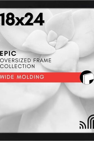 Americanflat 18x24 Poster Frame with Polished Plexiglass - Black Picture Frame - Wide Photo Frames Made of Engineered Wood for Vertical or Horizontal Wall Display - Epic Collection - Black