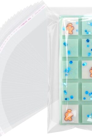 500 PCS Wax Melt Gift Bags For Wax Candle Melts Wax Melt Containers Packaging Wrappers Candy Packaging Bags Self Adhesive Packaging Bags For 4×1 in Wax Cubes Wax Tarts Wax Block(No Wax Melt)
