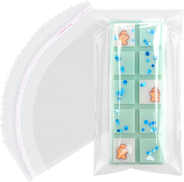 500 PCS Wax Melt Gift Bags For Wax Candle Melts Wax Melt Containers Packaging Wrappers Candy Packaging Bags Self Adhesive Packaging Bags For 4×1 in Wax Cubes Wax Tarts Wax Block(No Wax Melt)