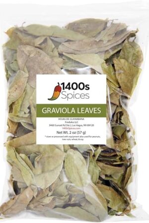 2oz Dried Soursop Tea Leaves, Graviola Loose Leaf Herbal Tea Dried, Hojas de Guanabana Seca by 1400s Spices