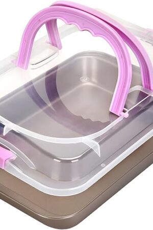 9x13 Baking Pan with Lid, Non Stick Sheet Pans for Baking, Rectangle Cake Pan Carrier with Lid and Handle
