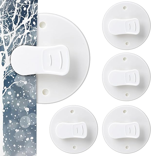 4 Pack Shower Curtain Clips Shower Windproof Showers Curtains Weights Self Adhesive Showers Curtains Clips for Home Inside Splash Water Wall (White)