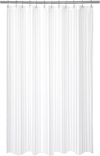 Barossa Design Waterproof Fabric Shower Curtain or Liner Standard Size, Satin Damask Striped, Machine Washable, Hotel Quality, 72x72 Inches