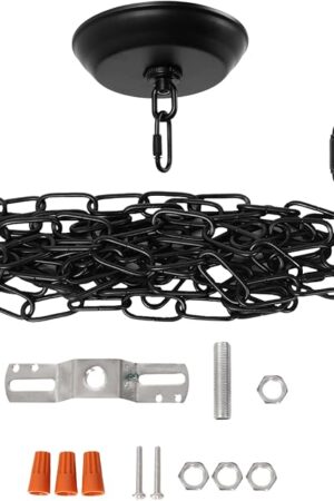 10 Feet Heavy Duty Black Chain with 5" Light Canopy Kit for Chandelier, Swag Light Kit Light Fixture Mounting Bracket for Hanging Light