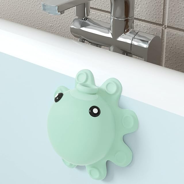 Bathtub Overflow Drain Cover Tub - Silicone Bathroom Overflow Drain Cover, Bath Tub Overflow Cover, Bathroom Spa Accessories, Adds Inches of Water for Deeper&Warmer Bath,Aqua Green