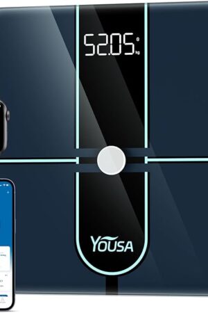 YOUSA Digital Scale for Body Weight High Accuracy Digital Smart Bathroom Scale LED Display Body Composition Scale Body Weight Scale Support 20 Body Data Sync with Fitness App