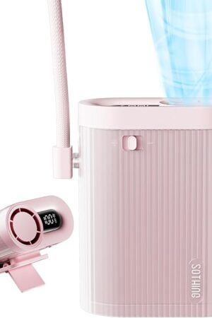 4-in-1 Portable Neck Fan, Hands-Free Wearable Fan with 100-Speed 16000RPM Strong Airflow, Rechargeable Mini Body Fan, Personal Handheld Fan for Travel, Camping, Office, Outdoor (Pink)