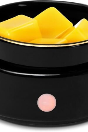 Wax Melt Warmer Candle Burner - Electric 3-in-1 Essential Oil Burner Ceramic Fragrance Candle Wax Burner for Scented Wax Tarts Candle Jars Essential Oils Home Office Bedroom Gift Decor (Black)