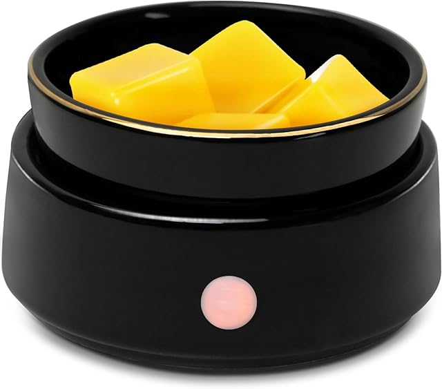 Wax Melt Warmer Candle Burner - Electric 3-in-1 Essential Oil Burner Ceramic Fragrance Candle Wax Burner for Scented Wax Tarts Candle Jars Essential Oils Home Office Bedroom Gift Decor (Black)