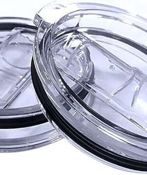 2 Replacement Lids for Stainless Steel Tumbler Travel Cup - Fits OF Inner diameter 3.7 to 3.74 INCH Yeti Rambler and others (Transparent) (30 OZ)