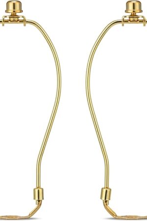 Brass 8 Inch Lamp Harp - 2 Set, Detachable Shade Holder for Table & Floor Lamps, Heavy Duty Bracket with Standard Saddle & Finial