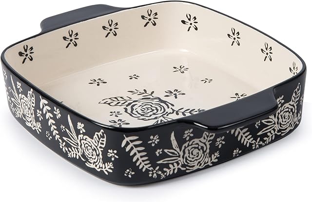 Wisenvoy Ceramic Baking Dish - 9x9 Square Rose Dish Pan Set for Brownies, Casseroles, Lasagna
