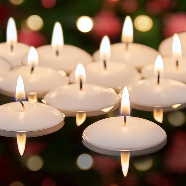White Floating Candles 2 inch, 24 Pack Floating Candles 5-6 Hours Long Burning, Unscented Floating Candle for Centerpieces, Wedding, Proposal Decorations, Romantic Night for Her/Him Set