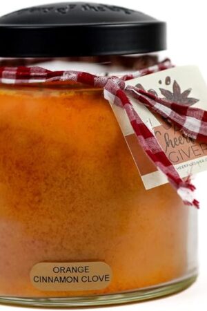 A Cheerful Giver — Orange Cinnamon Clove - 34oz Papa Scented Candle Jar with Lid - Keepers of the Light - 155 Hours of Burn Time, Gift for Women, Orange