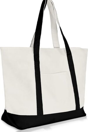 22" Heavy Duty Cotton Canvas Tote Bag (Zippered)