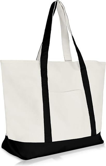 22" Heavy Duty Cotton Canvas Tote Bag (Zippered)