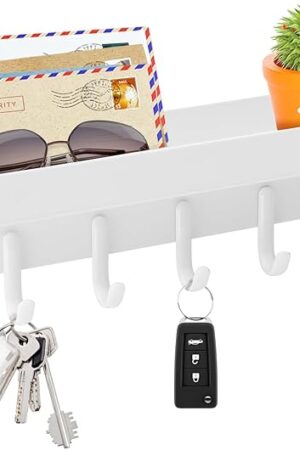 VIS'V Wall Mount Key Holder Key Rack with 6 Hooks, White