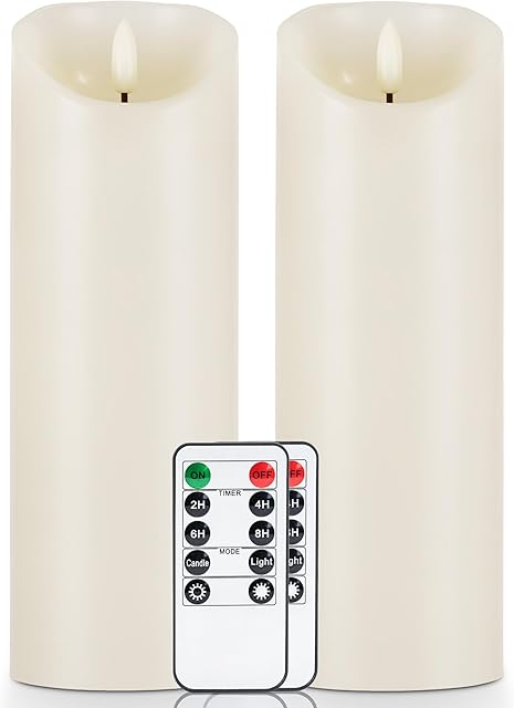 5plots Flickering Flameless Candles LED Candles Set of 2, Ivory