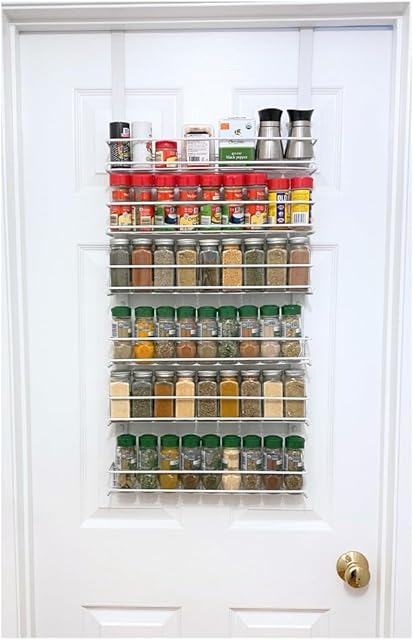 Evelots Over the Door Spice Rack 6 Tier Metal Baskets White