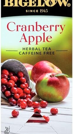Bigelow Cranberry Apple Herbal Tea Bags 28-Count Box (Pack of 1) Cranberry Apple Hibiscus Flavored Herbal Tea Bags All Natural Non-GMO