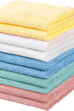 10 Pack Microfiber Coral Fleece Washcloths, Ultra Absorbent and Soft Face Towel, 11.8" X 11", Perfect Wash Cloths for Bathroom, Gym, Travel, Spa and Makeup