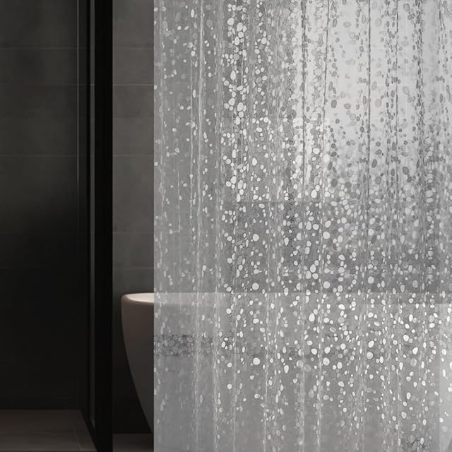 3D Pebble Pattern Waterproof Shower Curtain Liner EVA Shower Curtain with 3 Bottom Magnets, Shower Liner for Shower Stall, Bathtubs, 72 x 72