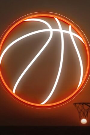 Basketball Neon Sign, 12.6×12.6 Inch Basketball Led Neon Light, Dimmable LED Neon Signs for Wall Decor, Powered by USB Wall Decor Aesthetic, Sports Neon Signs for Room Bedroom Shop Decor