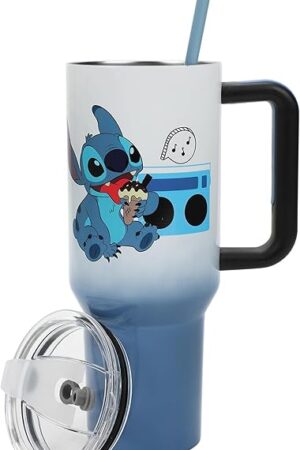 Bioworld Disney's Stitch Chilled Vibes 40 Oz Stainless Steel Tumbler With Handle