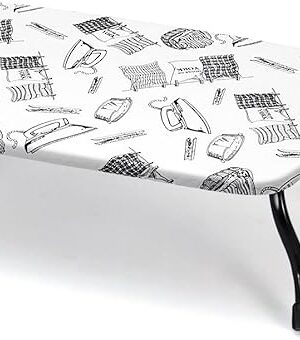 Duwee 15"x30" Table Top Ironing Board Extra Wide with Anti-Rust Hanging Hook and Removable Washable Cotton Cover, Steel Mesh Top Ironing Boards with 10mm Thicken Double Layers Feltpad and Foam,White
