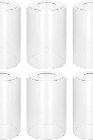 6 Pack Clear Glass Shades Replacement,5.51in Height,3.94in Diameter,1.65in Fitter,High Transmittance Cylinder Glass Lampshade Replacement for Pendant Light Floor lamps Chandelier Wall Sconces