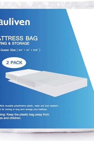 2-Pack Mattress Bag for Moving - Queen Size Mattress Storage Bag - 5 Mil Heavy Duty - Extra Thick Mattress Cover Protection - 60 x 104 Inch