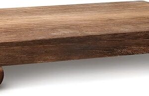 Amyhill Wood Pedestal Stand Kitchen Soap Tray Farmhouse Wooden Riser Stand for Kitchen Bathroom Counter Table Decor Plant Candle Vases Display (Dark Brown, 12 x 7 inch)