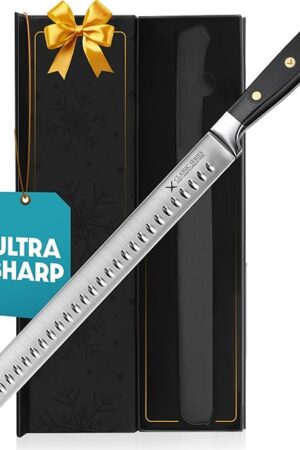 Brisket Slicing Knife – 12" Brisket Knife, BBQ, Grilling Gifts For Men – Razor Sharp German Steel, Full Tang, Ergonomic Handle