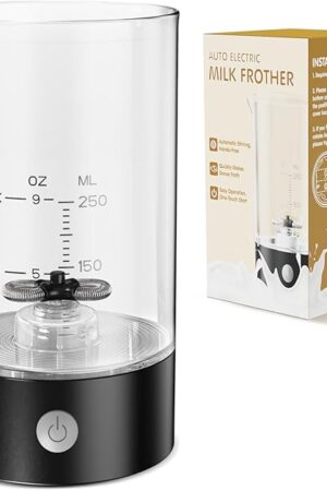 Electric Milk Frother, 9oz Automatic Cold Foam Maker Coffee Fother Handheld-free, Electric Whisk Drink Mixer for Lattes,Cappuccinos,Macchiato (Light Black)