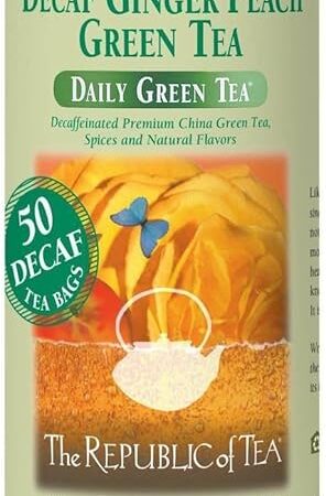 The Republic of Tea - Decaf Ginger Peach Green Tea, Tin of 50 Tea Bags