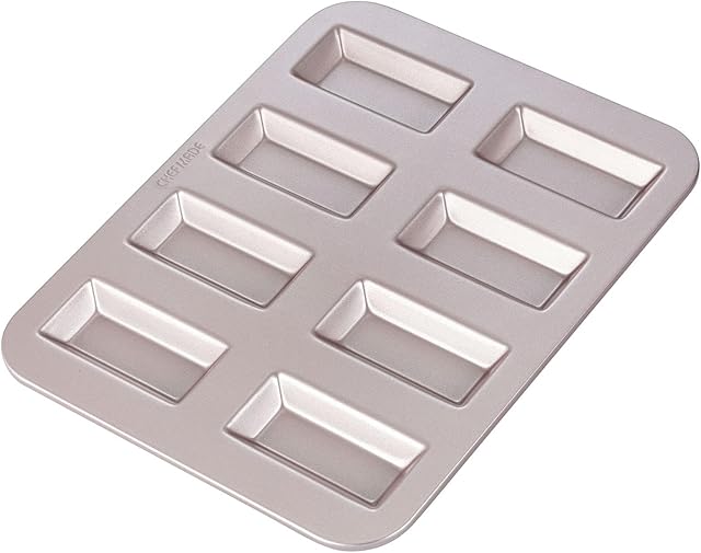CHEFMADE Financier Cake Pan, 8-Cavity Non-Stick Rectangle Muffin Pan Biscuits Cookies Bakeware for Oven Baking (Champagne Gold)